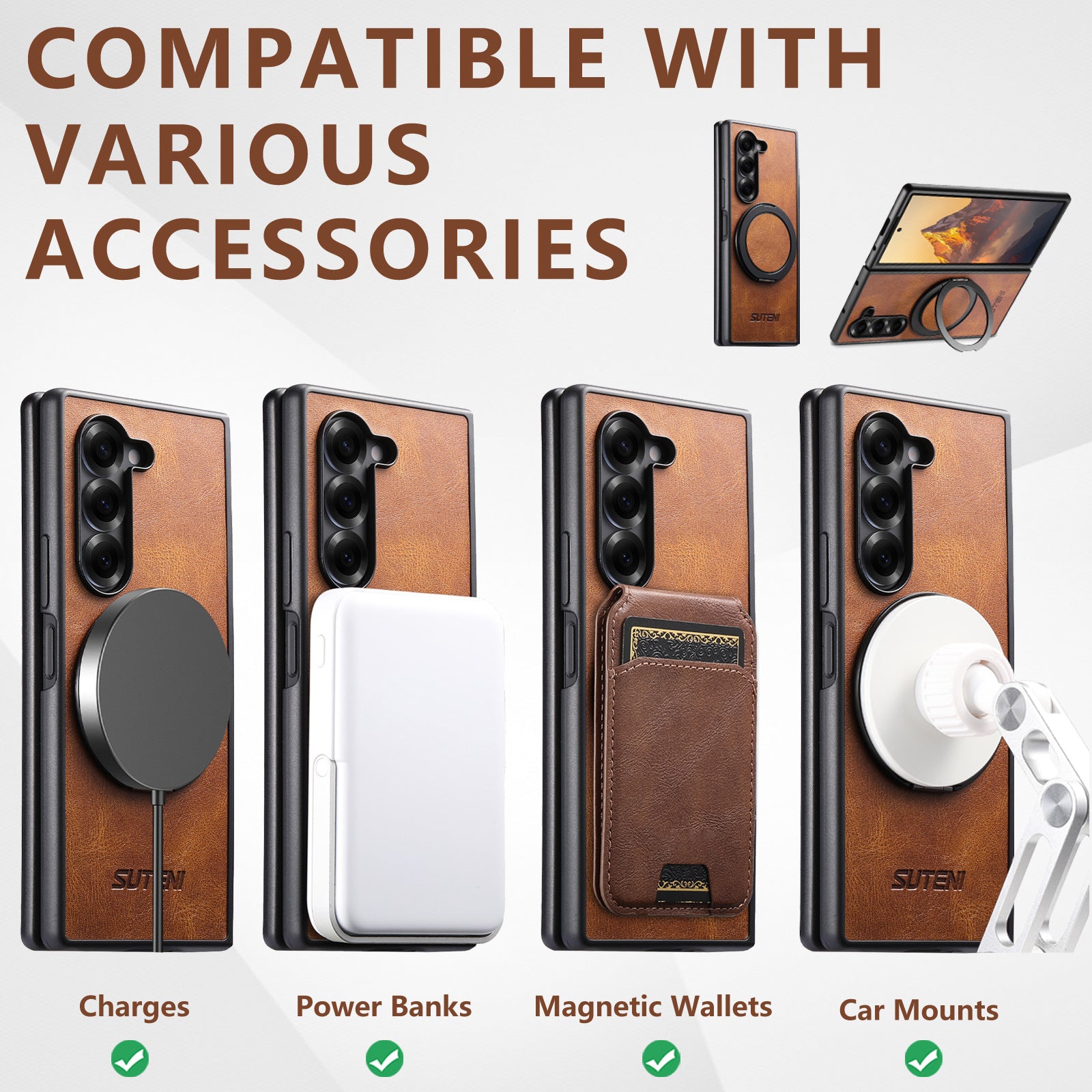 360° Rotating kickstand Leather Case with MagSafe