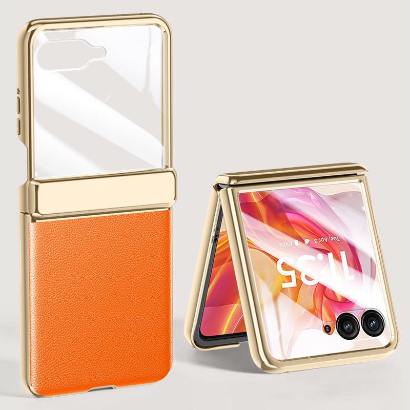 Electroplated Gold-Rimmed Folding Leather Case
