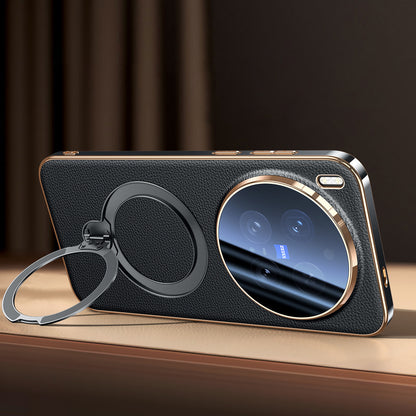 Rotating Ring Leather Case with MagSafe