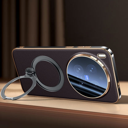 Rotating Ring Leather Case with MagSafe