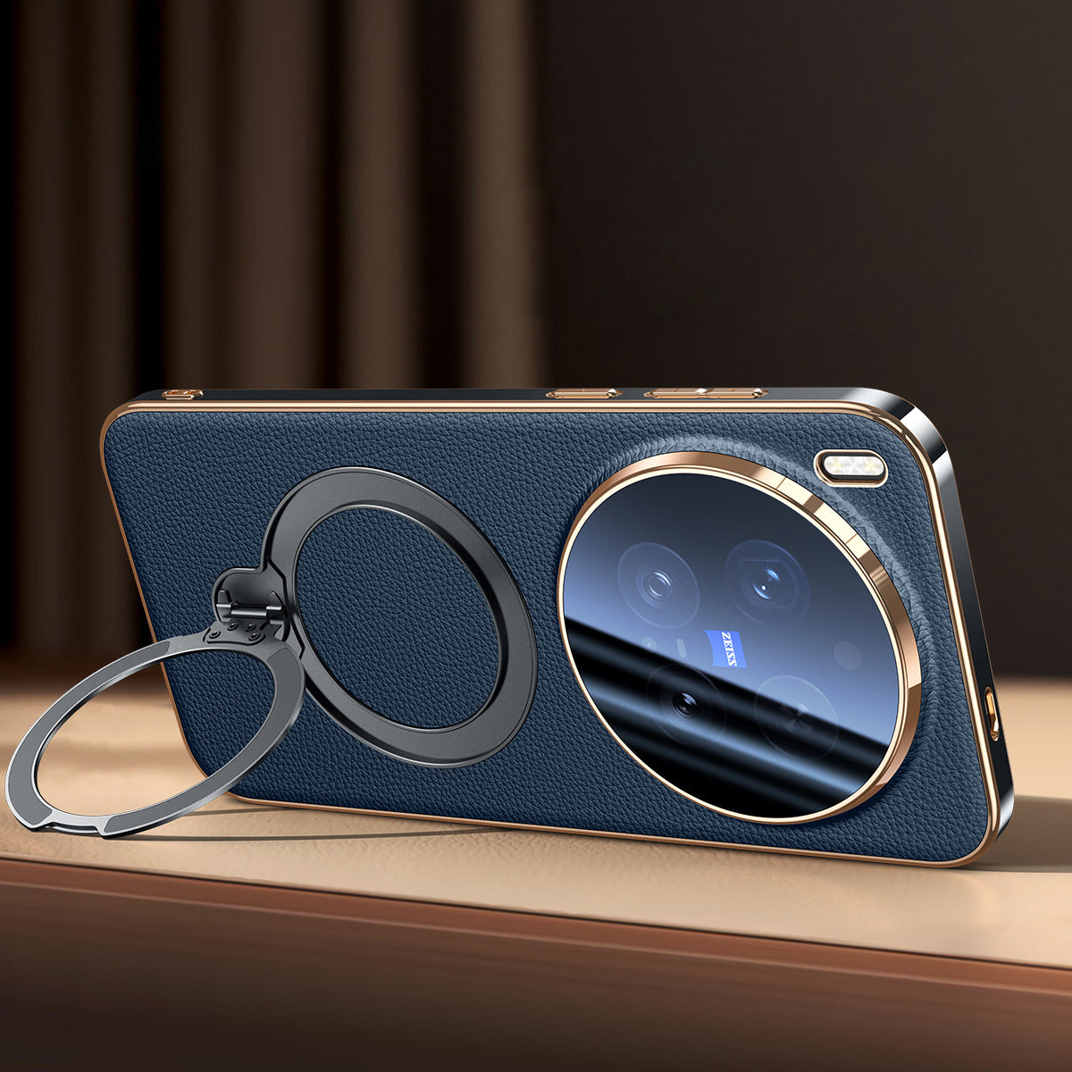 Rotating Ring Leather Case with MagSafe