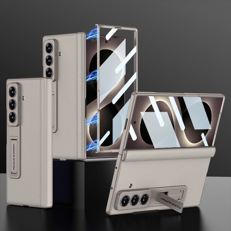 Electroplated Bracket All-Inclusive Hinge Leather Case
