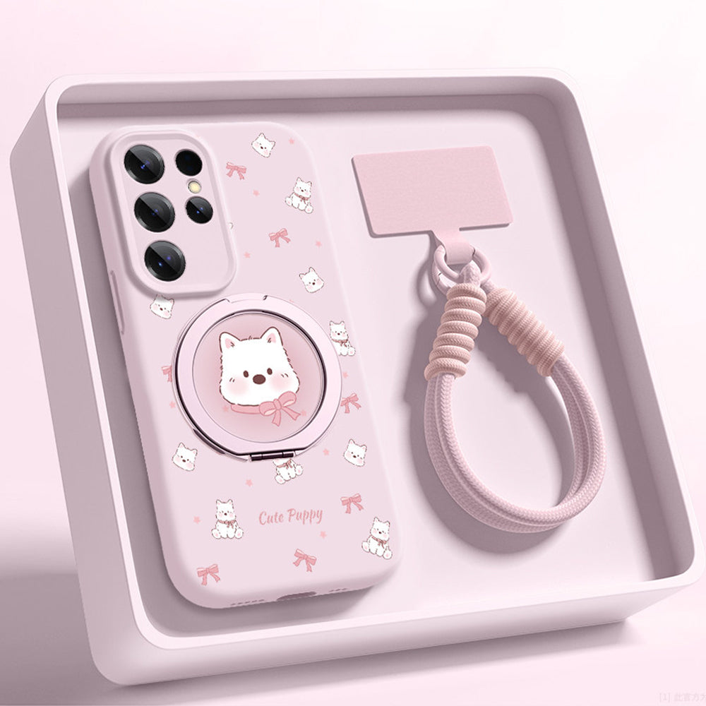 Cute Westie Liquid Silicone Lanyard Case with Bracket