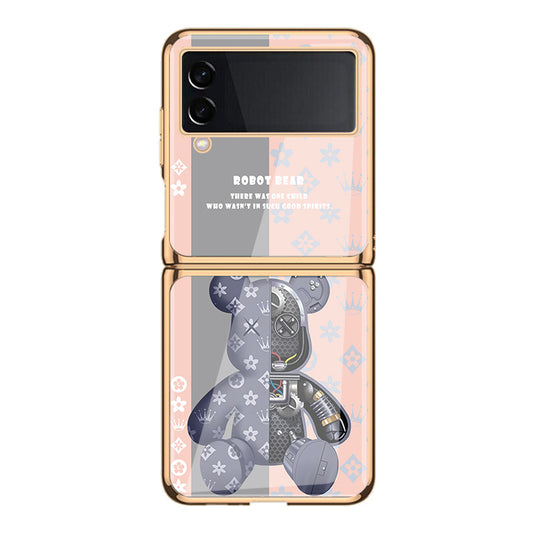 Serie Samsung | Funda para teléfono Galaxy Z Flip4 Bearbrick de vidrio chapado 