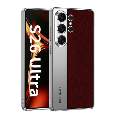 Cool Electroplated Leather Spliced Case