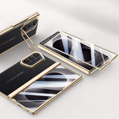 Lens Holder Electroplated Gold Edge Leather Case