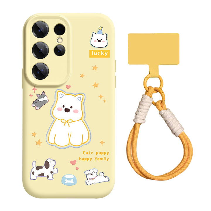 Cute Westie Liquid Silicone Lanyard Case with Bracket