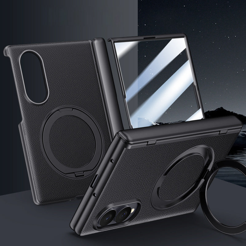 Premium Leather Cover with Magnetic Ring Kickstand