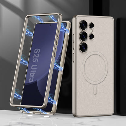 Skin-Feeling Magnetic Frame Leather Case with MagSafe