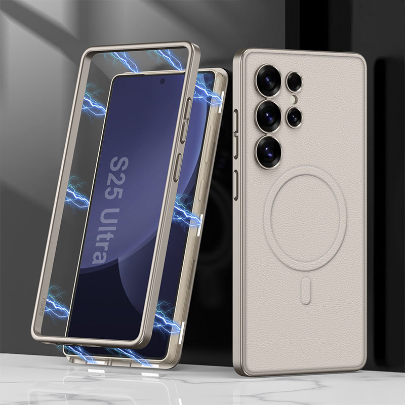 Skin-Feeling Magnetic Frame Leather Case with MagSafe