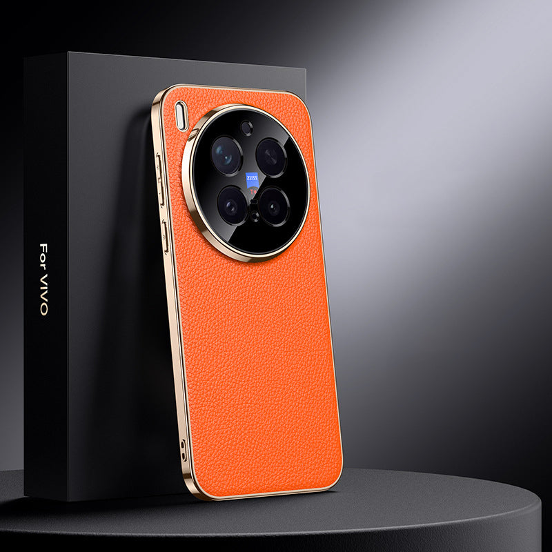 Electroplated Genuine Leather Pebbled Case