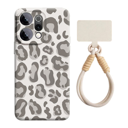 Leopard Print Liquid Silicone Lanyard Case with MagSafe