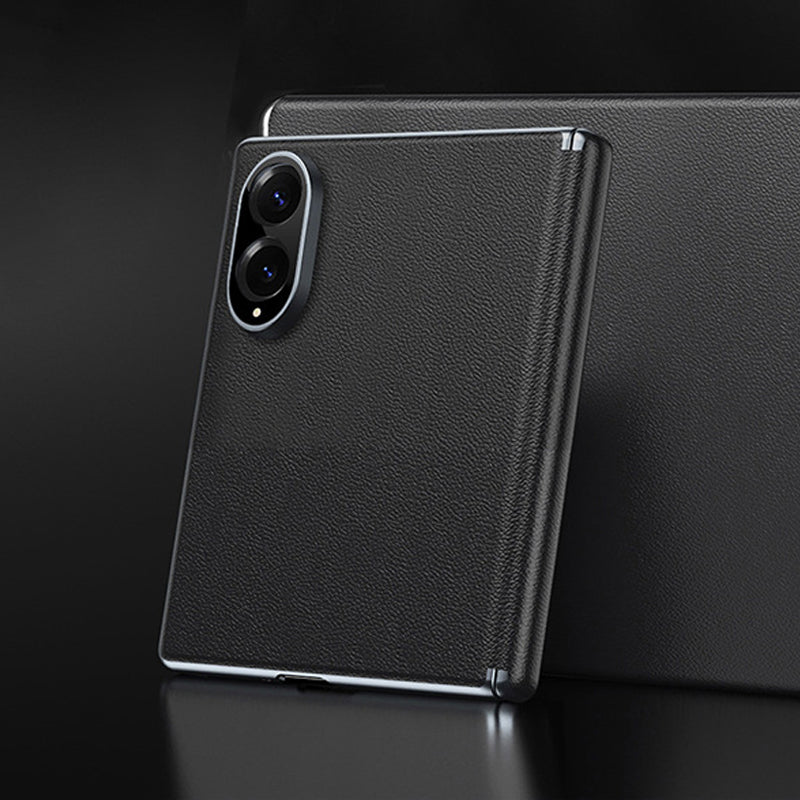 Full-Coverage Hinged Protective Electroplated Leather Case
