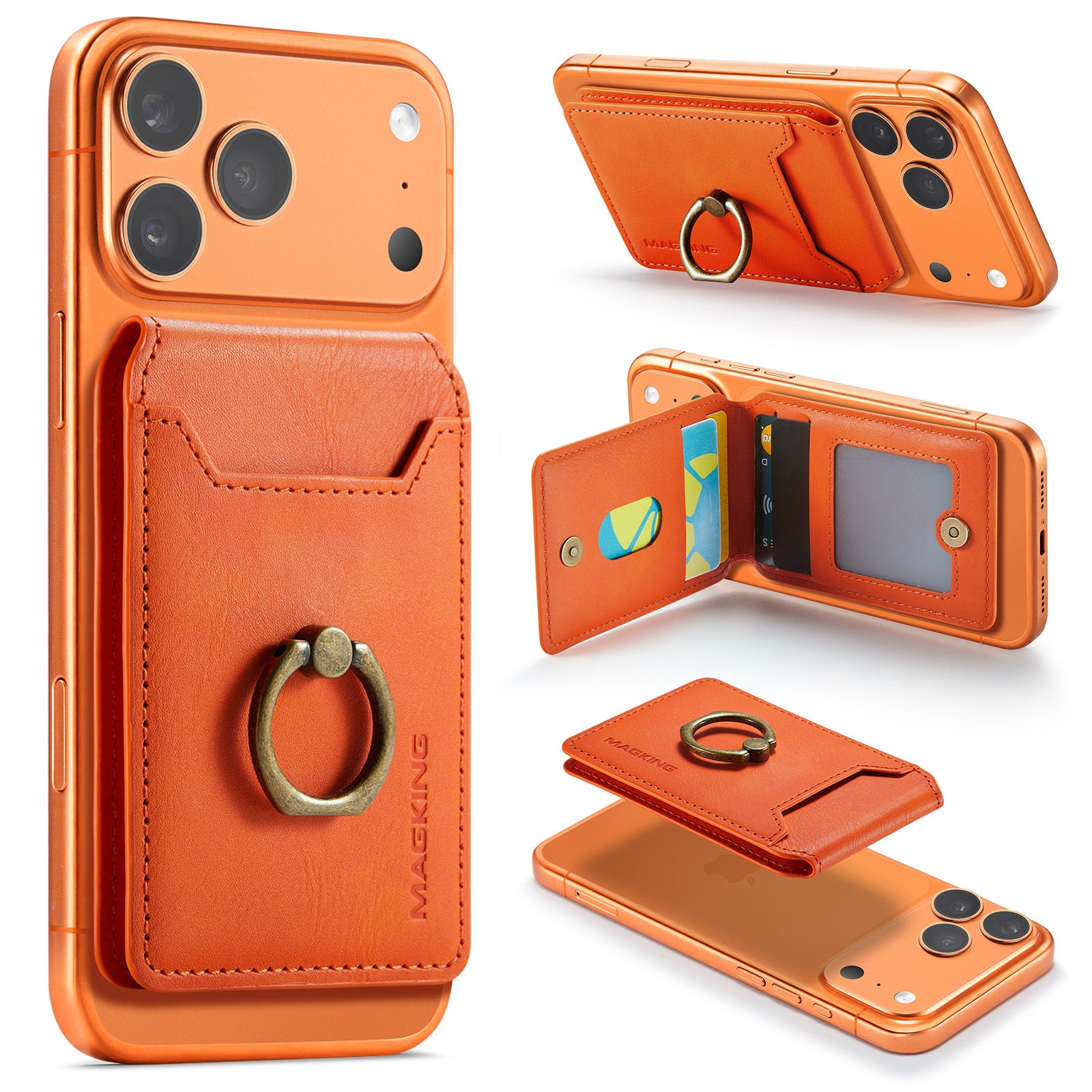 Vintage Leather MagSafe Magnetic Card Wallet