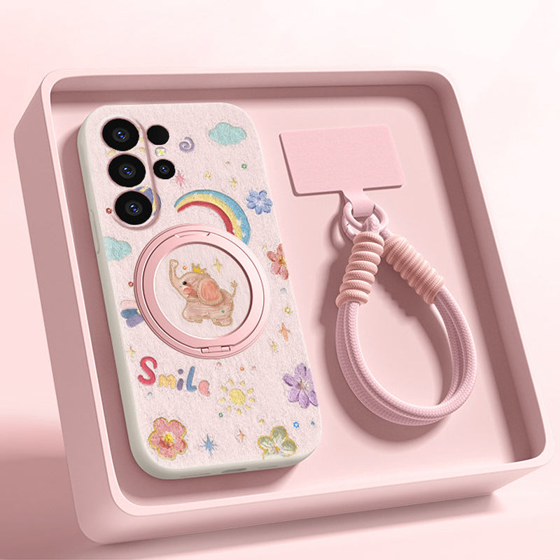 Baby Elephant Liquid Silicone Lanyard Case with Bracket