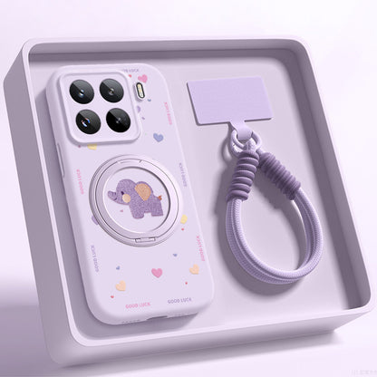 Baby Elephant Liquid Silicone Lanyard Case with Bracket