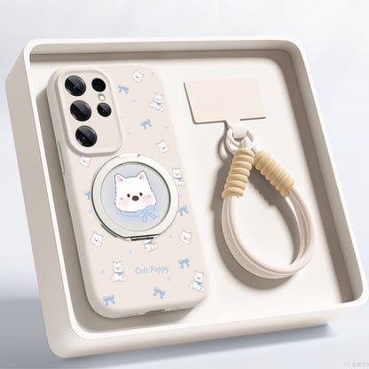 Cute Westie Liquid Silicone Lanyard Case with Bracket