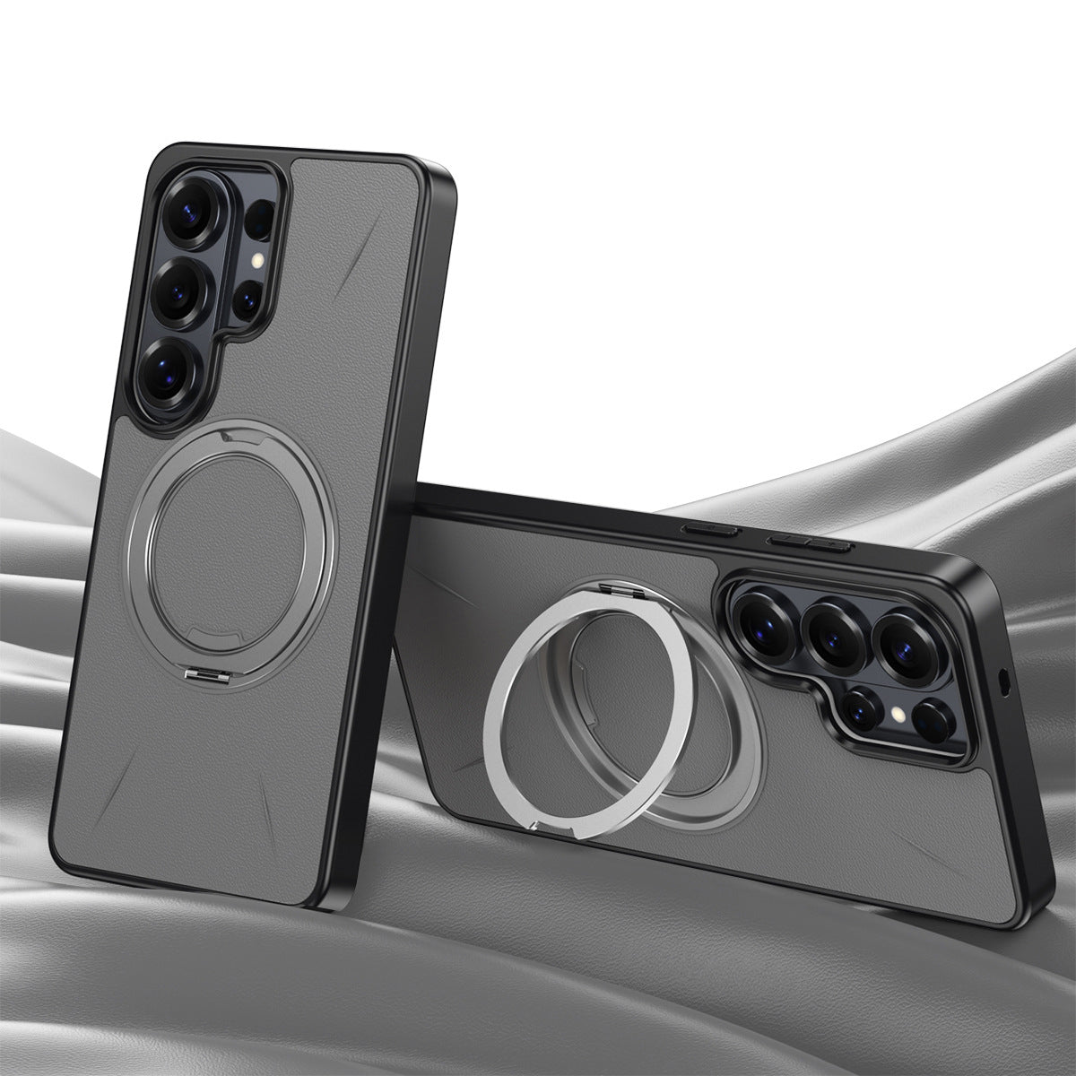 Rotating Ring Leather Case with MagSafe