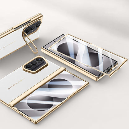 Lens Holder Electroplated Gold Edge Leather Case