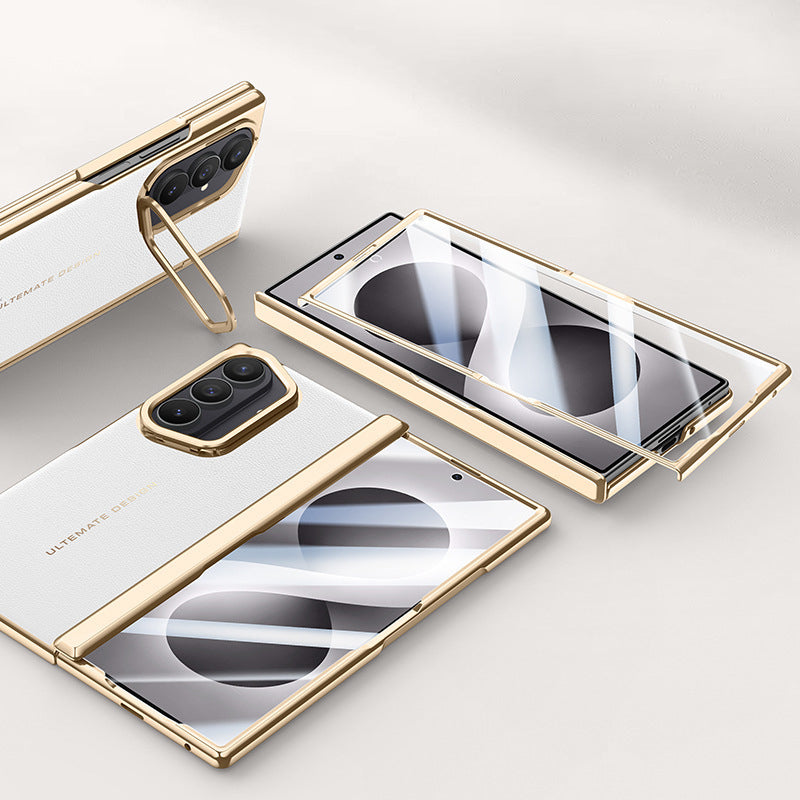 Lens Holder Electroplated Gold Edge Leather Case