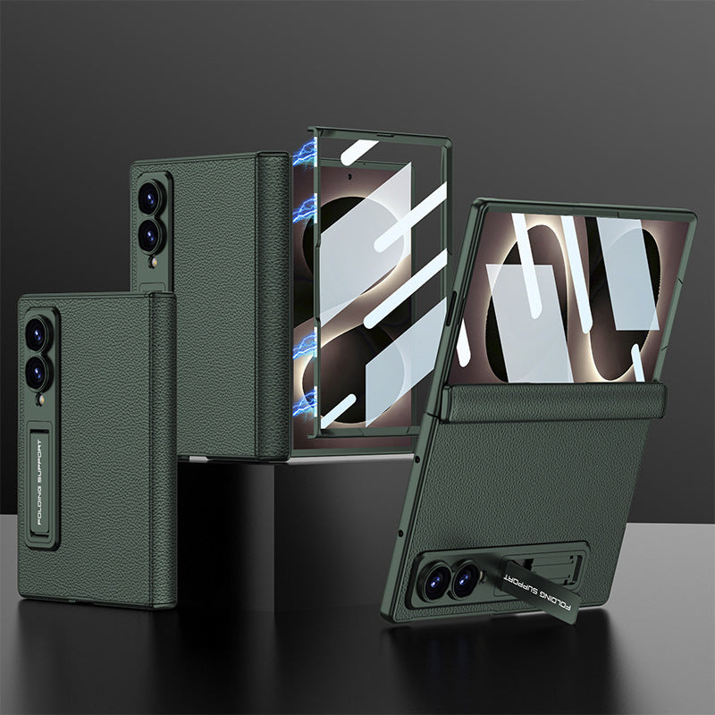 Electroplated Bracket All-Inclusive Hinge Leather Case