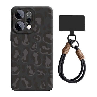 Leopard Print Liquid Silicone Lanyard Case with MagSafe