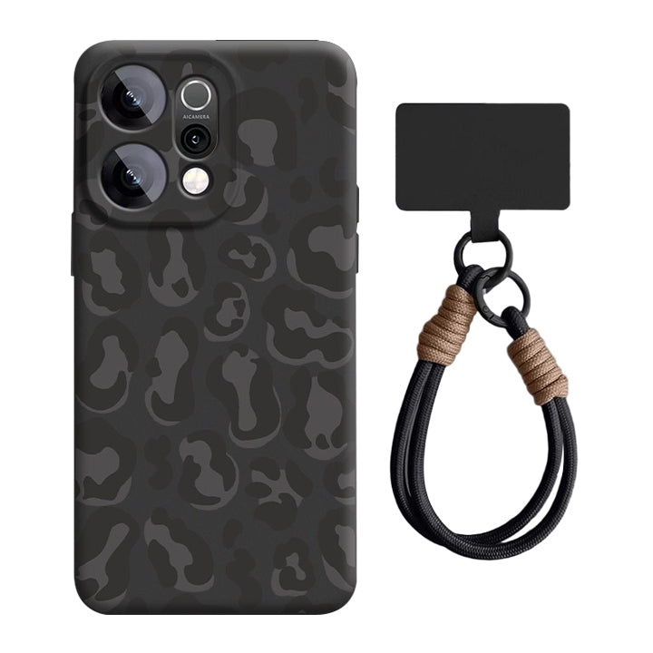 Leopard Print Liquid Silicone Lanyard Case with MagSafe