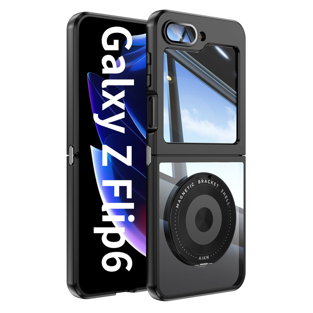 Samsung Galaxy Z Flip Series | Swivel Stand Transparent Phone Case