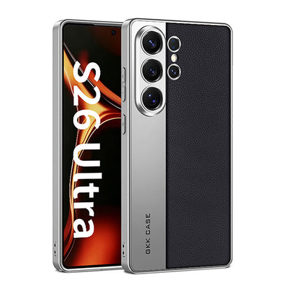 Cool Electroplated Leather Spliced Case