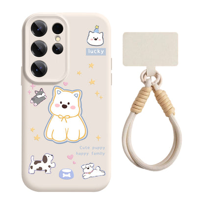 Cute Westie Liquid Silicone Lanyard Case with Bracket