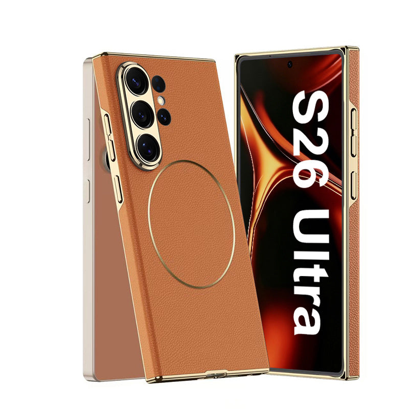 Luxury Electroplated Leather Case with MagSafe