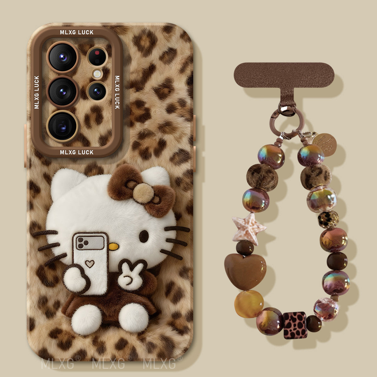 Leopard Print Kitty Liquid Silicone Lanyard Case