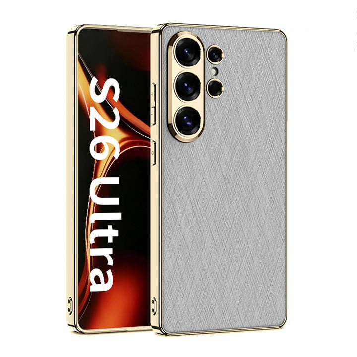 Luxurious Gold Filigree Silver Brocade Holder Leather Case