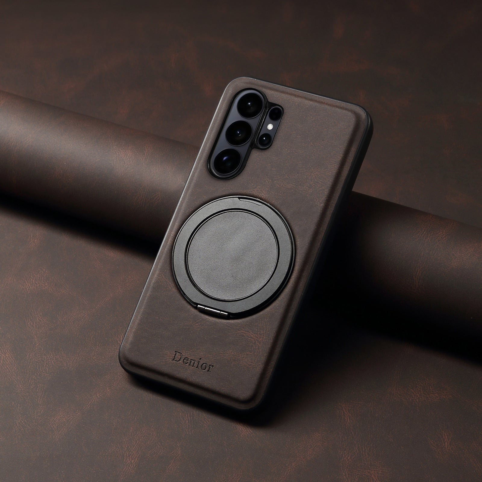 Rotating Ring Leather Case with MagSafe