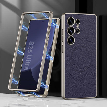 Skin-Feeling Magnetic Frame Leather Case with MagSafe