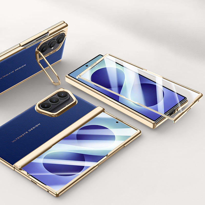 Lens Holder Electroplated Gold Edge Leather Case
