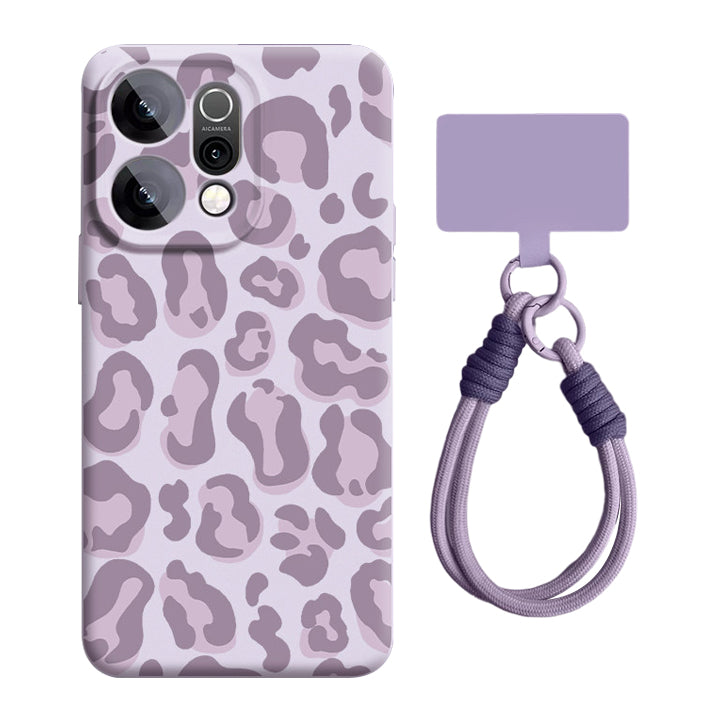 Leopard Print Liquid Silicone Lanyard Case with MagSafe