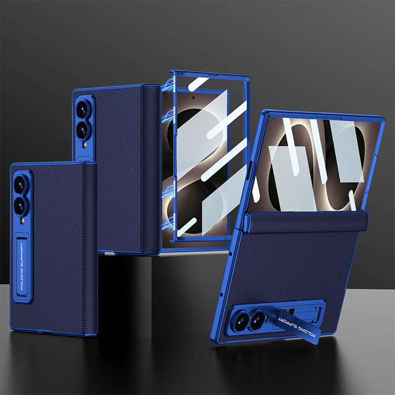 Electroplated Bracket All-Inclusive Hinge Leather Case