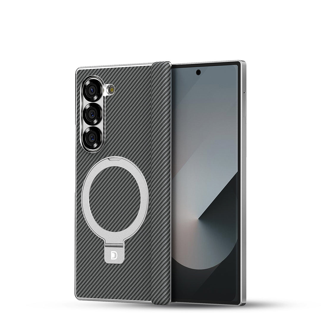 Samsung Galaxy Z Fold Series | Magnetic Stand Carbon Fiber Leather Case