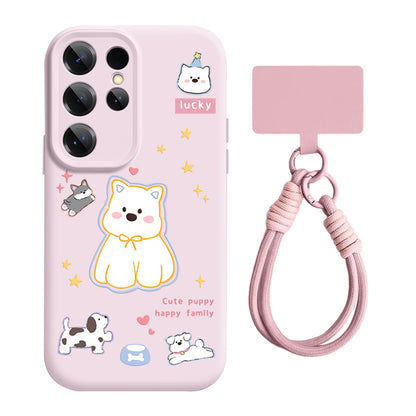Cute Westie Liquid Silicone Lanyard Case with Bracket