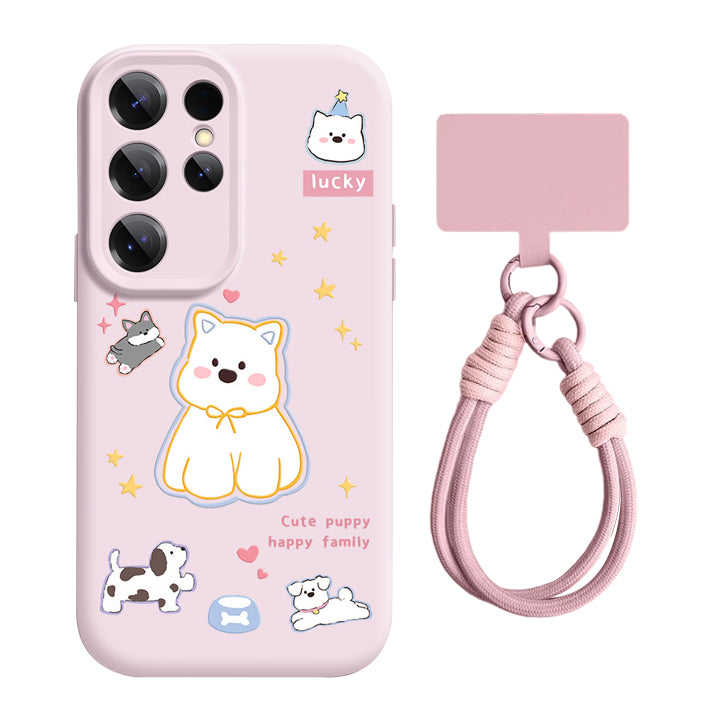 Cute Westie Liquid Silicone Lanyard Case with Bracket