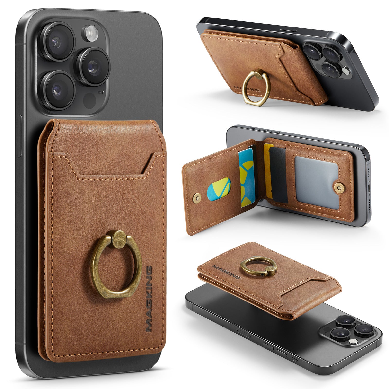Vintage Leather MagSafe Magnetic Card Wallet