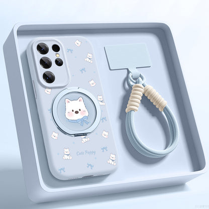 Cute Westie Liquid Silicone Lanyard Case with Bracket