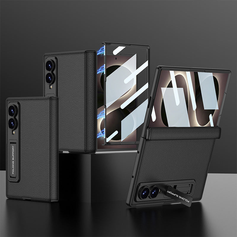 Electroplated Bracket All-Inclusive Hinge Leather Case