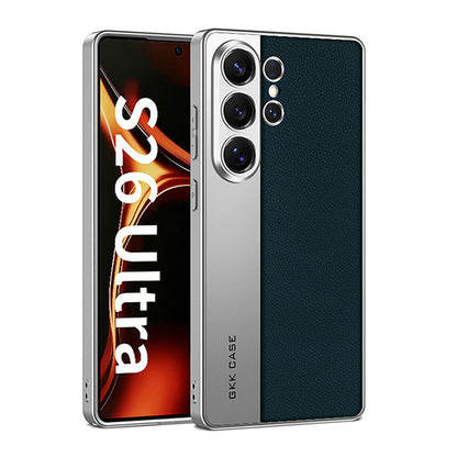 Cool Electroplated Leather Spliced Case