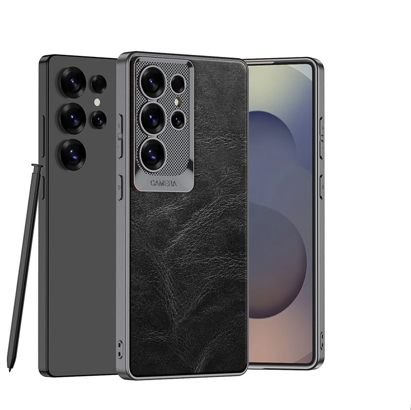 Metal Lens Ring Leather Case