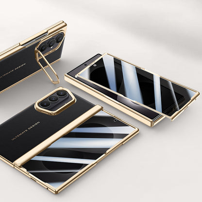 Lens Holder Electroplated Gold Edge Leather Case