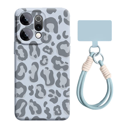 Leopard Print Liquid Silicone Lanyard Case with MagSafe