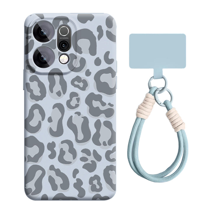 Leopard Print Liquid Silicone Lanyard Case with MagSafe