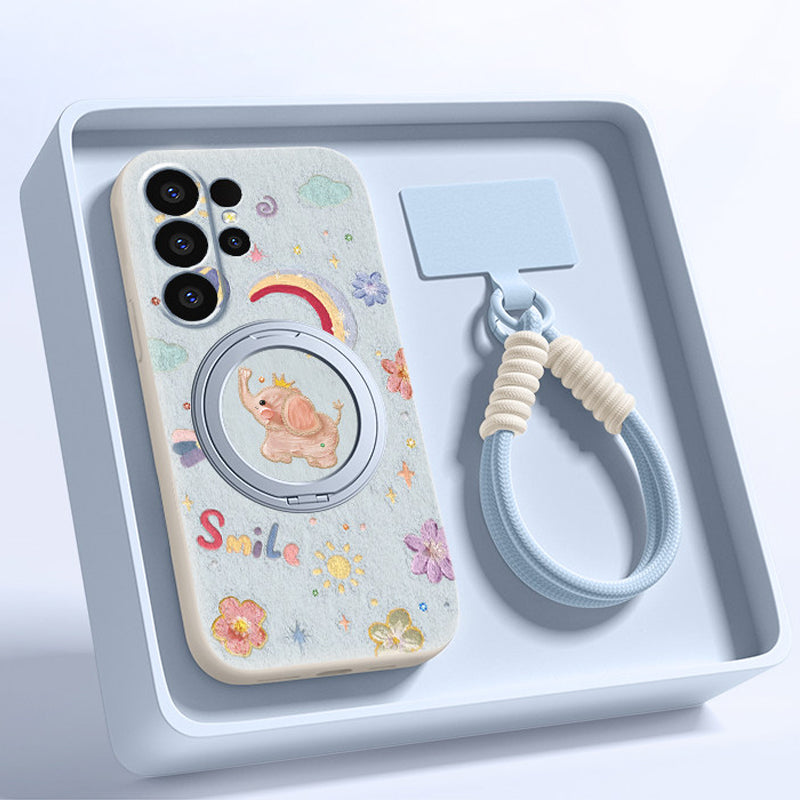 Baby Elephant Liquid Silicone Lanyard Case with Bracket